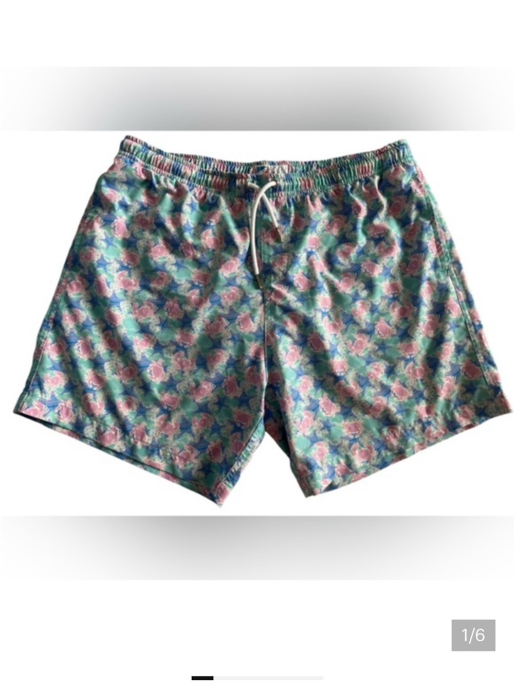 Crab Bermies Tropical Print Men's Swim Trunks